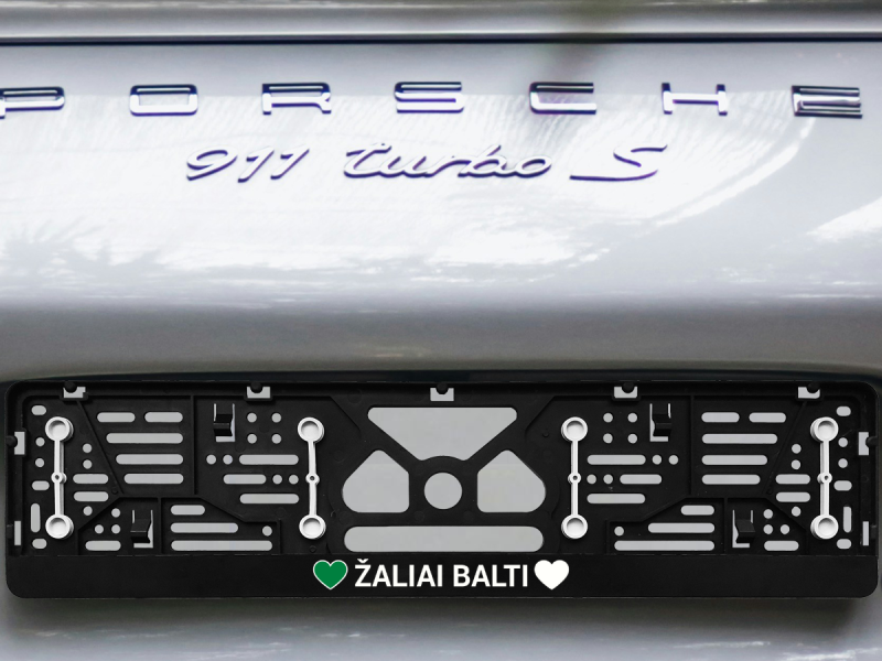 Numerių rėmelis su guminėmis tarpinėmis „Žaliai balti“
