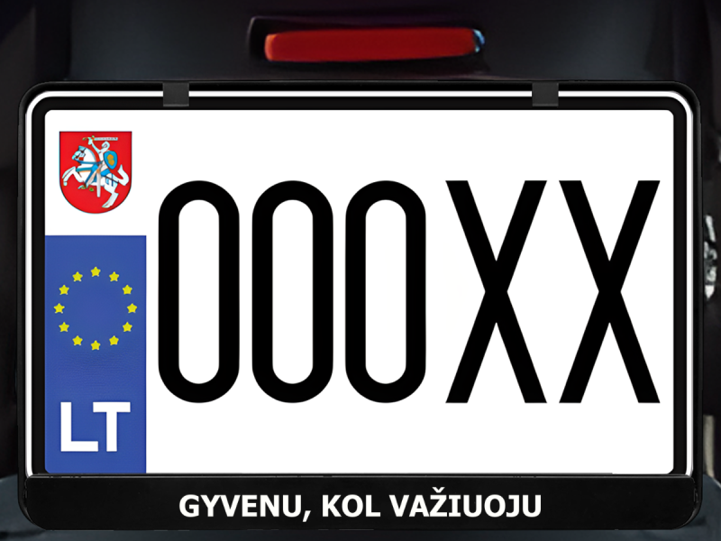 Horizontalus motociklo numerių rėmelis „Gyvenu, kol važiuoju“