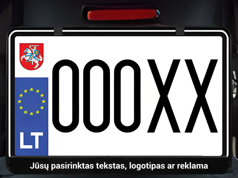 Horizontalus motociklo numerių rėmelis „Jūsų tekstas, logotipas ar reklama“