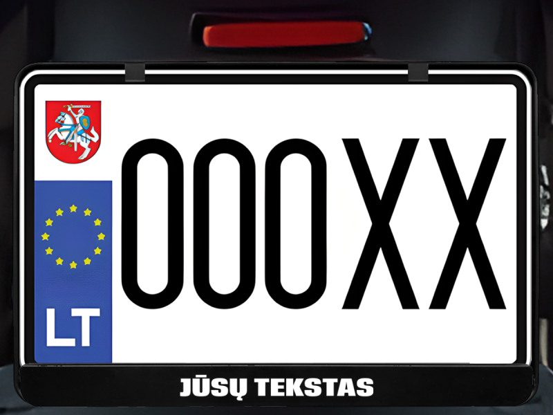 Horizontalus motociklo numerių rėmelis „Jūsų tekstas storas“